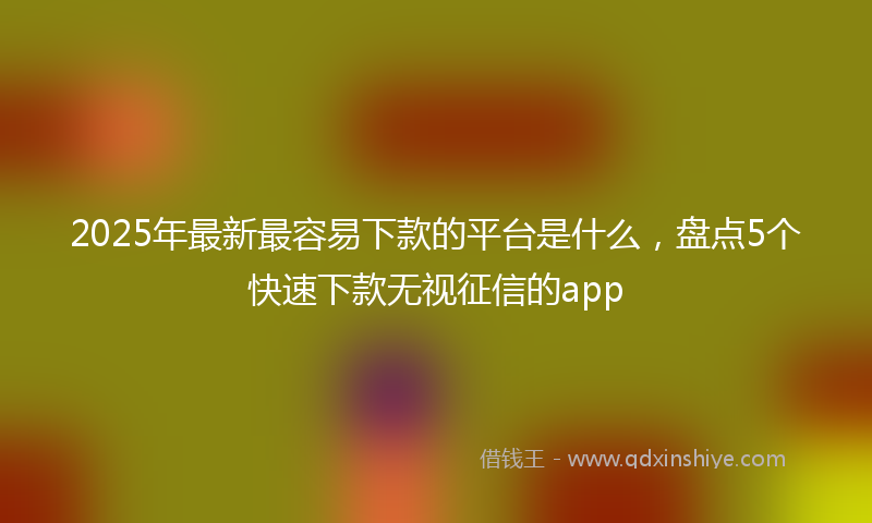 2025年最新最容易下款的平台是什么，盘点5个快速下款无视征信的app