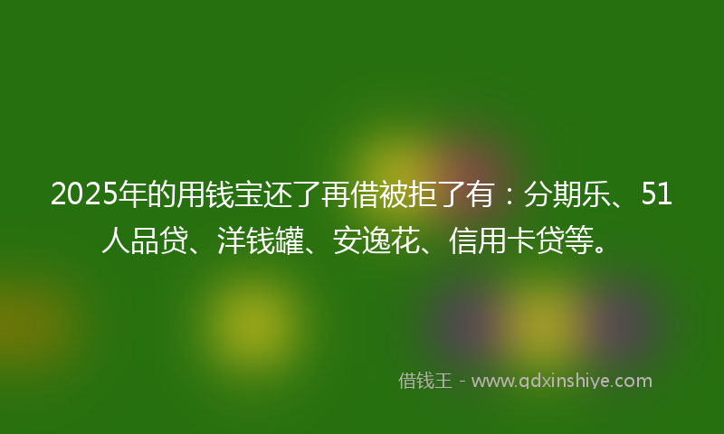 2025年的用钱宝还了再借被拒了有：分期乐、51人品贷、洋钱罐、安逸花、信用卡贷等。