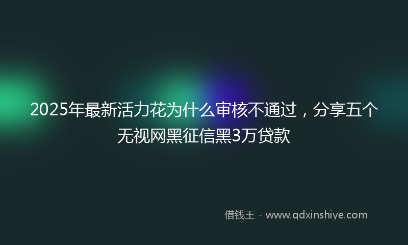 2025年最新活力花为什么审核不通过，分享五个无视网黑征信黑3万贷款