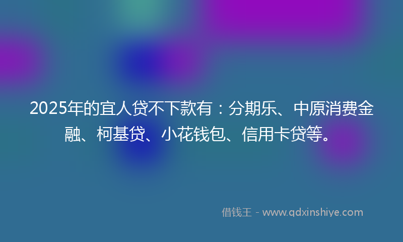 2025年的宜人贷不下款有：分期乐、中原消费金融、柯基贷、小花钱包、信用卡贷等。