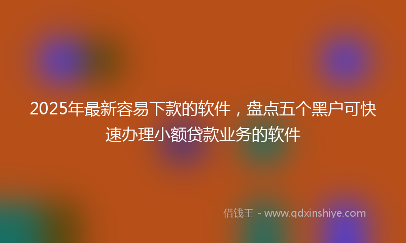 2025年最新容易下款的软件，盘点五个黑户可快速办理小额贷款业务的软件