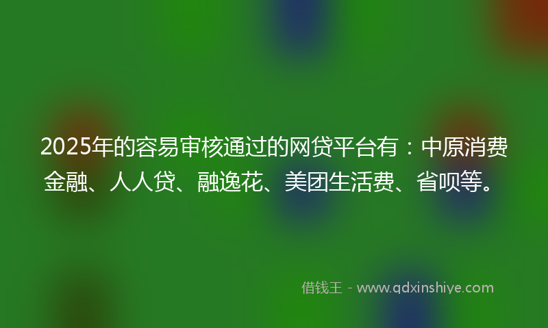 2025年的容易审核通过的网贷平台有：中原消费金融、人人贷、融逸花、美团生活费、省呗等。