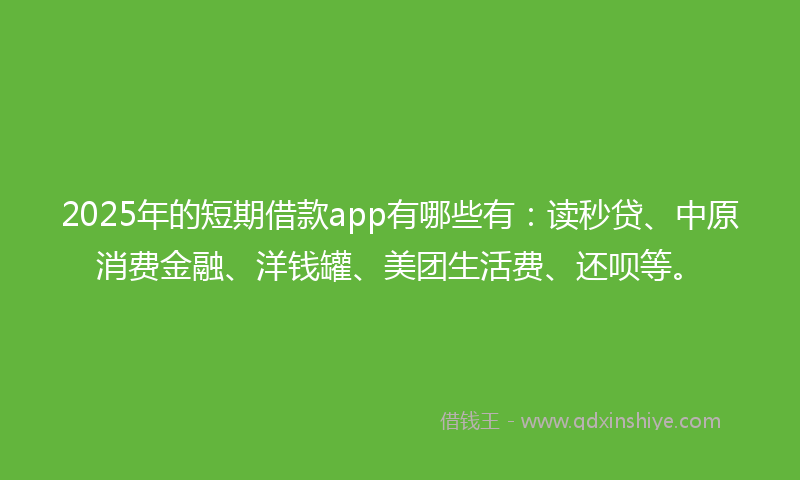 2025年的短期借款app有哪些有：读秒贷、中原消费金融、洋钱罐、美团生活费、还呗等。