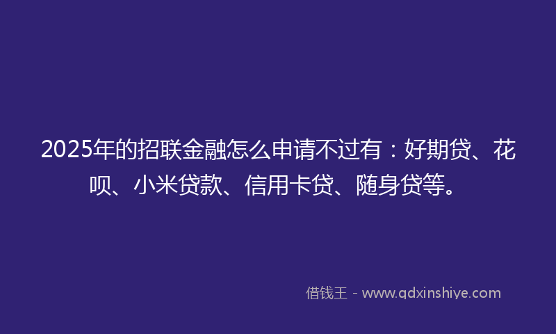 2025年的招联金融怎么申请不过有：好期贷、花呗、小米贷款、信用卡贷、随身贷等。