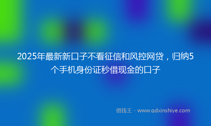 2025年最新新口子不看征信和风控网贷，归纳5个手机身份证秒借现金的口子