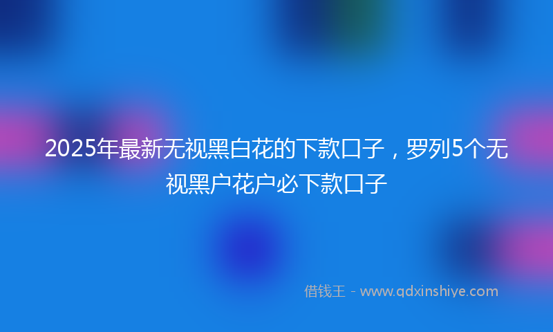 2025年最新无视黑白花的下款口子，罗列5个无视黑户花户必下款口子