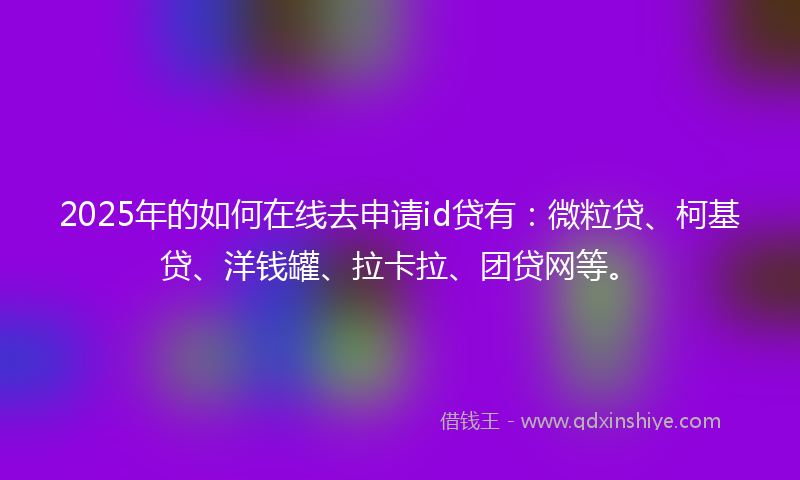 2025年的如何在线去申请id贷有：微粒贷、柯基贷、洋钱罐、拉卡拉、团贷网等。
