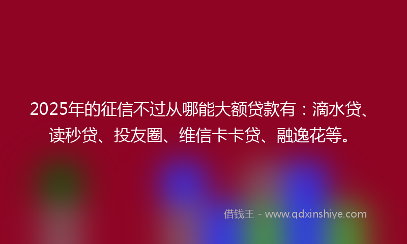 2025年的征信不过从哪能大额贷款有：滴水贷、读秒贷、投友圈、维信卡卡贷、融逸花等。
