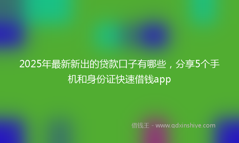 2025年最新新出的贷款口子有哪些，分享5个手机和身份证快速借钱app