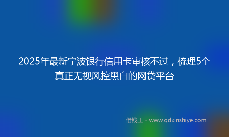 2025年最新宁波银行信用卡审核不过，梳理5个真正无视风控黑白的网贷平台