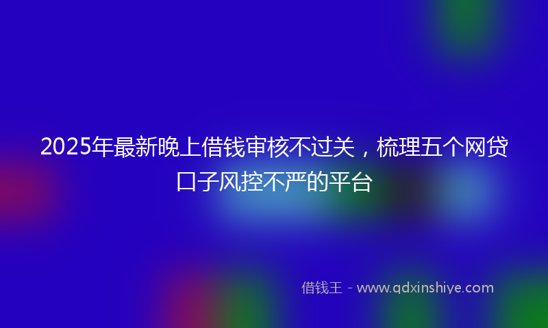 2025年最新晚上借钱审核不过关，梳理五个网贷口子风控不严的平台