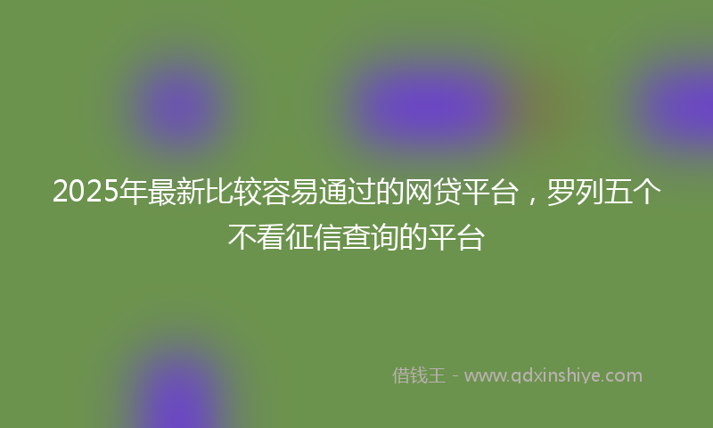 2025年最新比较容易通过的网贷平台，罗列五个不看征信查询的平台