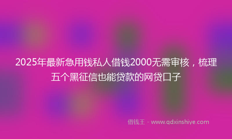 2025年最新急用钱私人借钱2000无需审核，梳理五个黑征信也能贷款的网贷口子