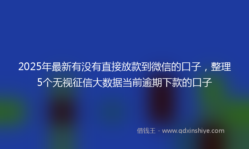 2025年最新有没有直接放款到微信的口子，整理5个无视征信大数据当前逾期下款的口子