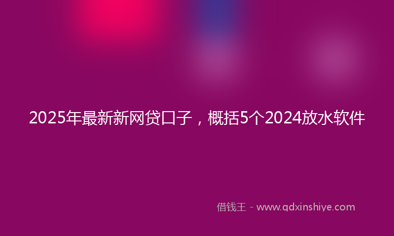2025年最新新网贷口子，概括5个2024放水软件