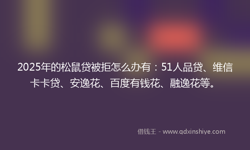 2025年的松鼠贷被拒怎么办有：51人品贷、维信卡卡贷、安逸花、百度有钱花、融逸花等。