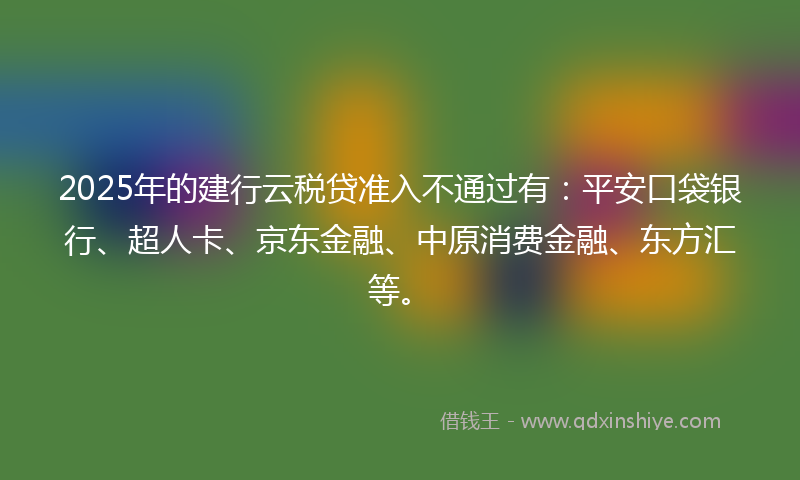 2025年的建行云税贷准入不通过有：平安口袋银行、超人卡、京东金融、中原消费金融、东方汇等。