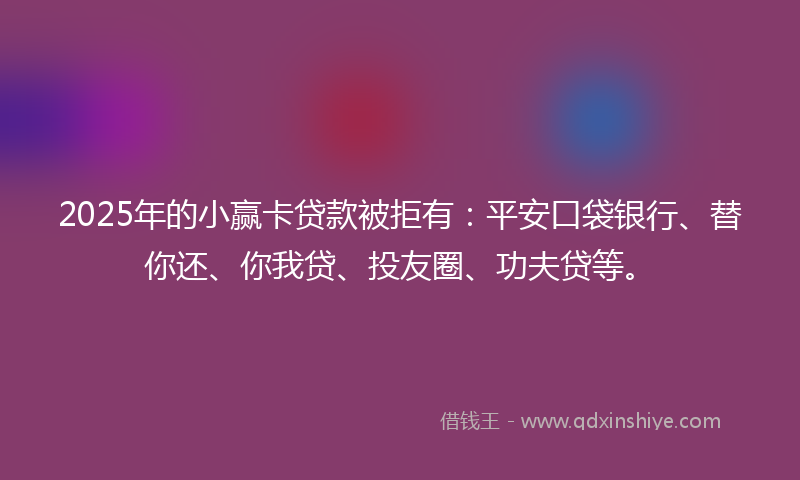 2025年的小赢卡贷款被拒有：平安口袋银行、替你还、你我贷、投友圈、功夫贷等。