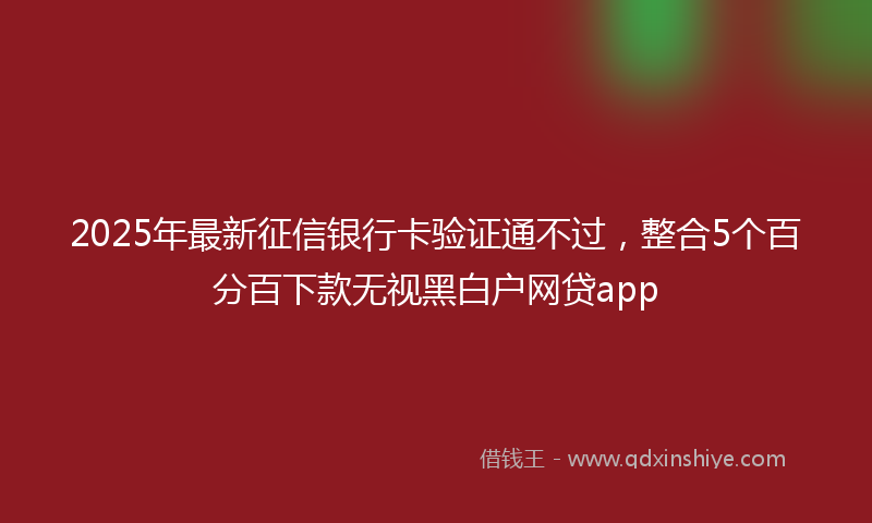 2025年最新征信银行卡验证通不过，整合5个百分百下款无视黑白户网贷app