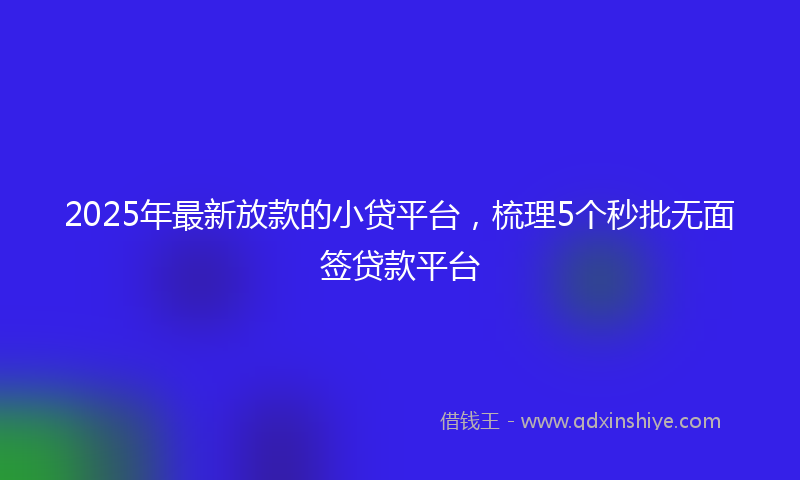 2025年最新放款的小贷平台，梳理5个秒批无面签贷款平台