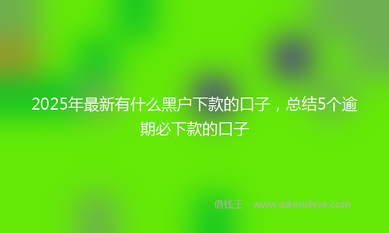 2025年最新有什么黑户下款的口子，总结5个逾期必下款的口子