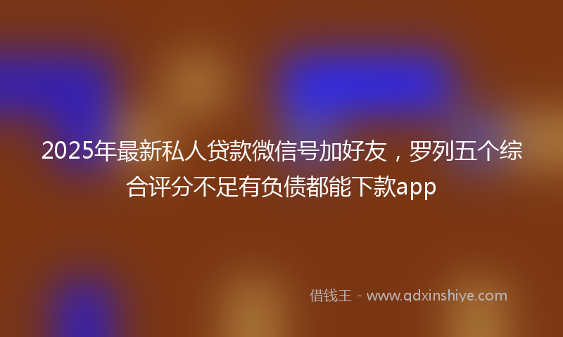 2025年最新私人贷款微信号加好友，罗列五个综合评分不足有负债都能下款app