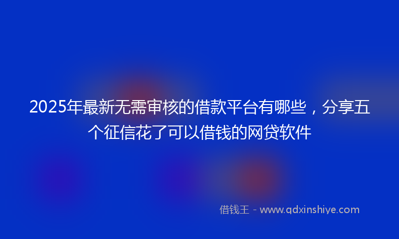 2025年最新无需审核的借款平台有哪些，分享五个征信花了可以借钱的网贷软件