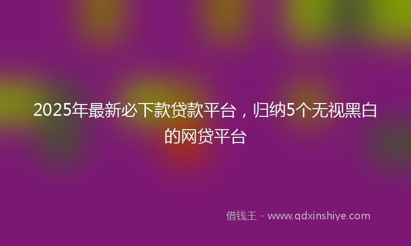 2025年最新必下款贷款平台，归纳5个无视黑白的网贷平台