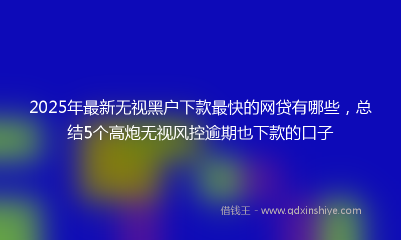 2025年最新无视黑户下款最快的网贷有哪些，总结5个高炮无视风控逾期也下款的口子