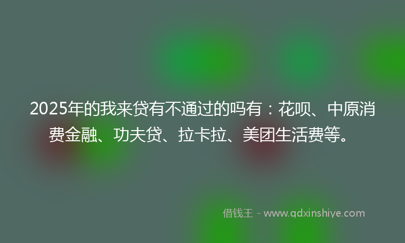 2025年的我来贷有不通过的吗有：花呗、中原消费金融、功夫贷、拉卡拉、美团生活费等。