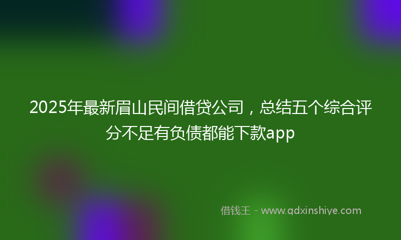 2025年最新眉山民间借贷公司，总结五个综合评分不足有负债都能下款app