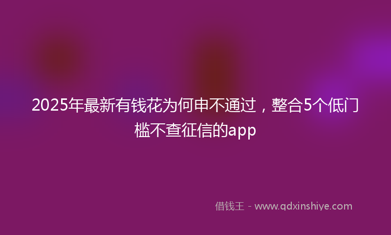 2025年最新有钱花为何申不通过，整合5个低门槛不查征信的app