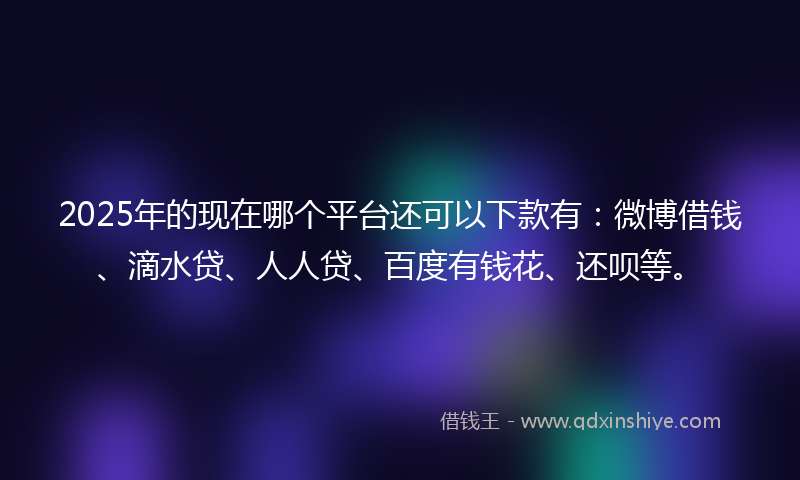 2025年的现在哪个平台还可以下款有：微博借钱、滴水贷、人人贷、百度有钱花、还呗等。