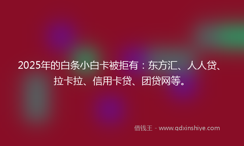 2025年的白条小白卡被拒有：东方汇、人人贷、拉卡拉、信用卡贷、团贷网等。