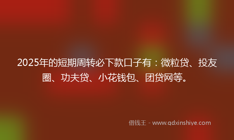 2025年的短期周转必下款口子有：微粒贷、投友圈、功夫贷、小花钱包、团贷网等。