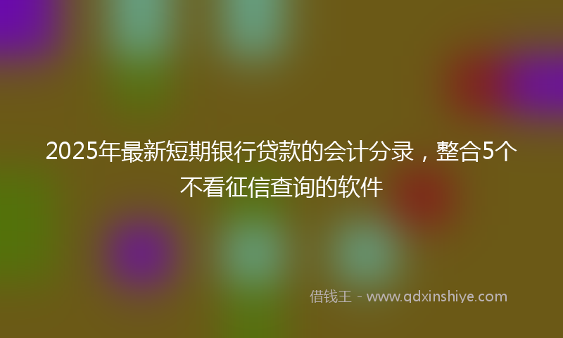 2025年最新短期银行贷款的会计分录，整合5个不看征信查询的软件