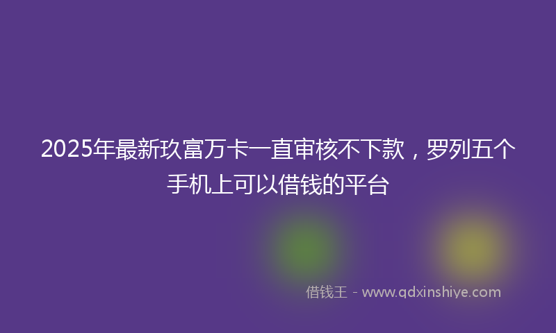 2025年最新玖富万卡一直审核不下款，罗列五个手机上可以借钱的平台