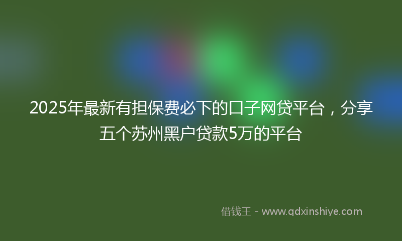2025年最新有担保费必下的口子网贷平台，分享五个苏州黑户贷款5万的平台