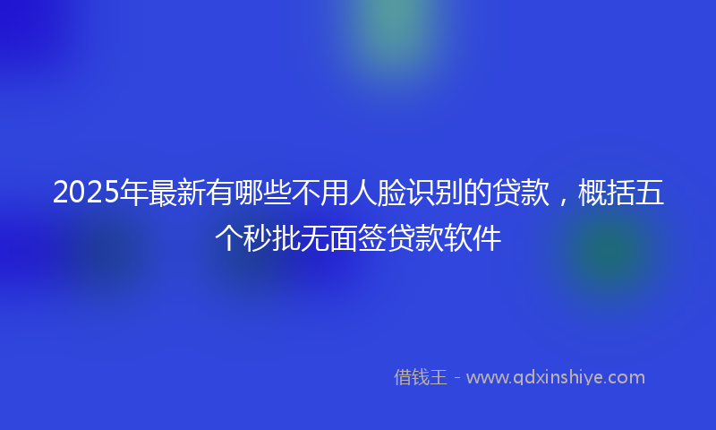 2025年最新有哪些不用人脸识别的贷款，概括五个秒批无面签贷款软件