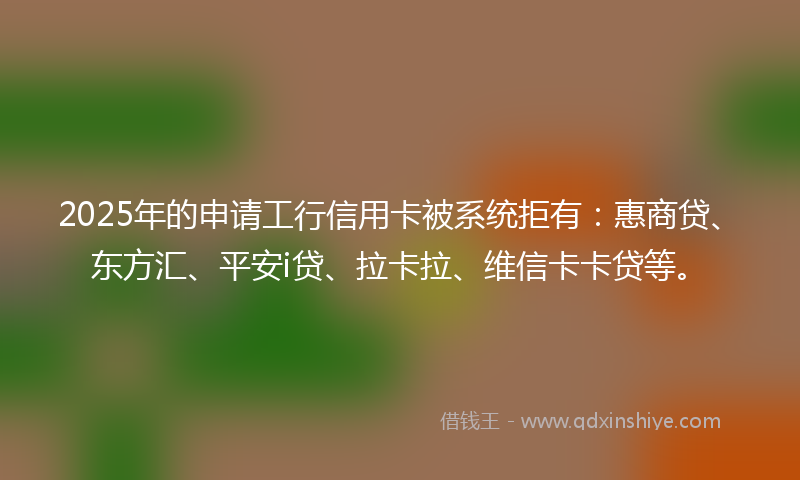 2025年的申请工行信用卡被系统拒有：惠商贷、东方汇、平安i贷、拉卡拉、维信卡卡贷等。