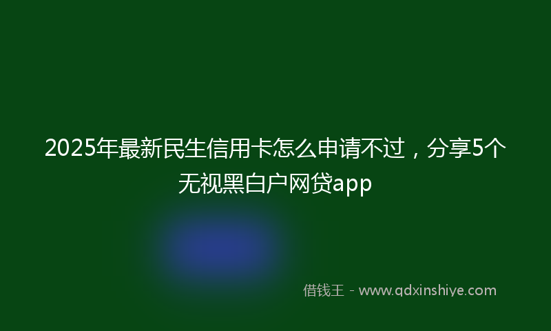 2025年最新民生信用卡怎么申请不过，分享5个无视黑白户网贷app