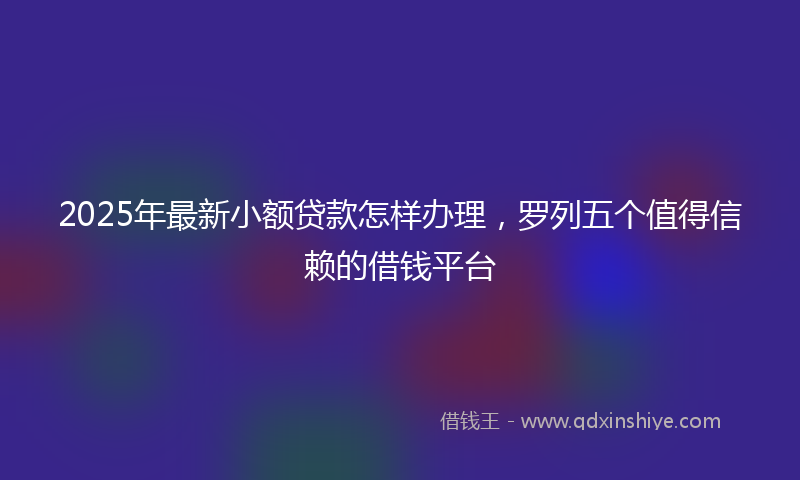 2025年最新小额贷款怎样办理，罗列五个值得信赖的借钱平台