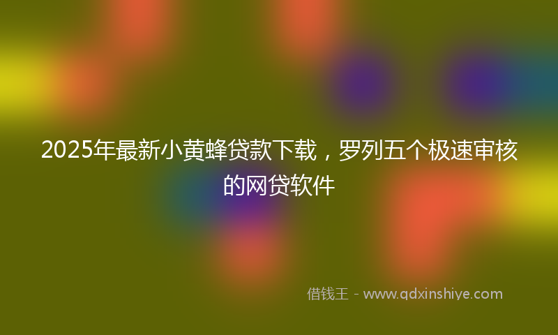 2025年最新小黄蜂贷款下载，罗列五个极速审核的网贷软件