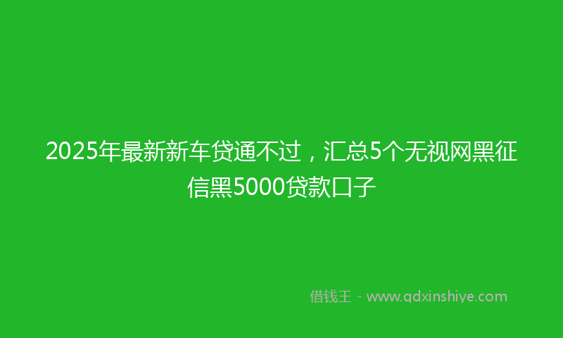 2025年最新新车贷通不过，汇总5个无视网黑征信黑5000贷款口子
