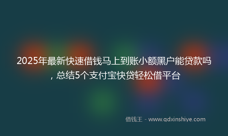 2025年最新快速借钱马上到账小额黑户能贷款吗，总结5个支付宝快贷轻松借平台