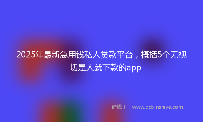 2025年最新急用钱私人贷款平台，概括5个无视一切是人就下款的app