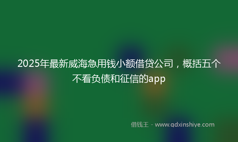 2025年最新威海急用钱小额借贷公司，概括五个不看负债和征信的app