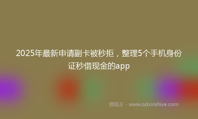 2025年最新申请副卡被秒拒，整理5个手机身份证秒借现金的app