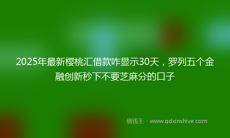 2025年最新樱桃汇借款咋显示30天，罗列五个金融创新秒下不要芝麻分的口子