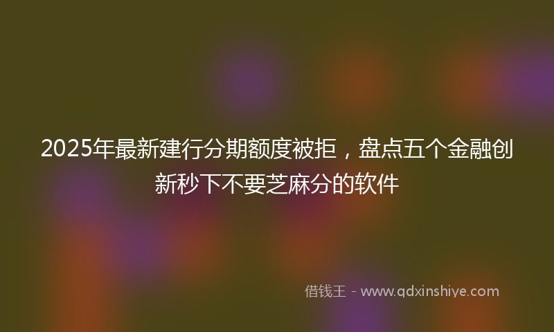 2025年最新建行分期额度被拒，盘点五个金融创新秒下不要芝麻分的软件